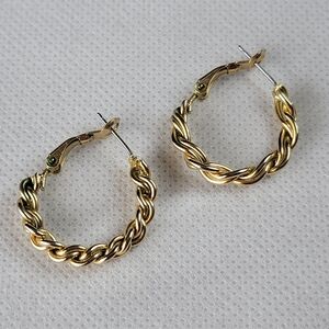 Twisted Gold Hoops Earrings